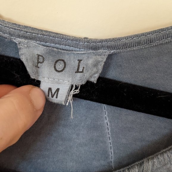 POL Size Medium Stretch Boho Distressed Long Tunic Blue Gray - Picture 6 of 9